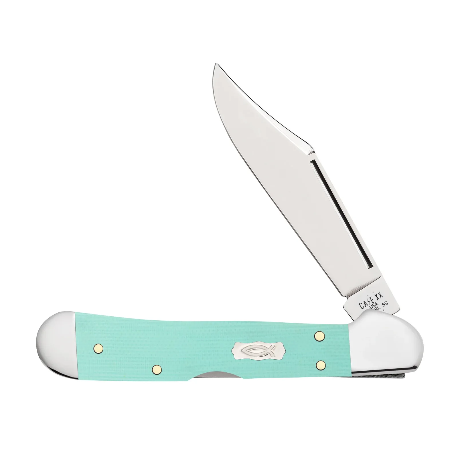 Case Knives Seafoam Green G 0 Smooth Mini CopperLock Knife