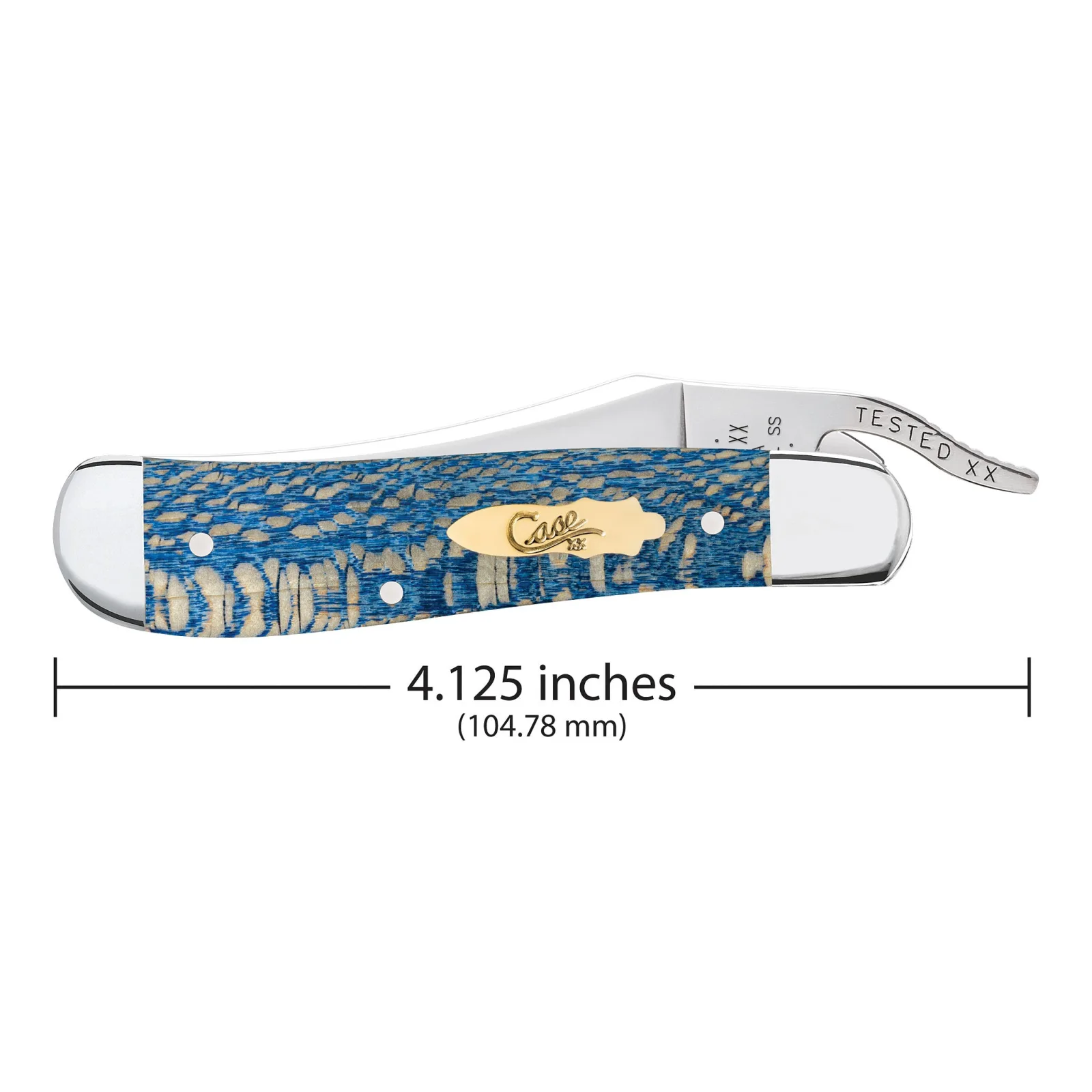 Case Knives Smooth Blue Sycamore Wood RussLock Knife - Image 2