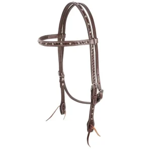 Cashel Silver Dotted Browband Headstall Chocolate