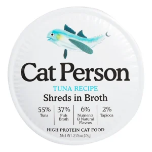 Cat Person Cat Bowl Booster Wet Cat Food Topper - Shreds in Broth Tuna, 2.75 oz, 24 ct