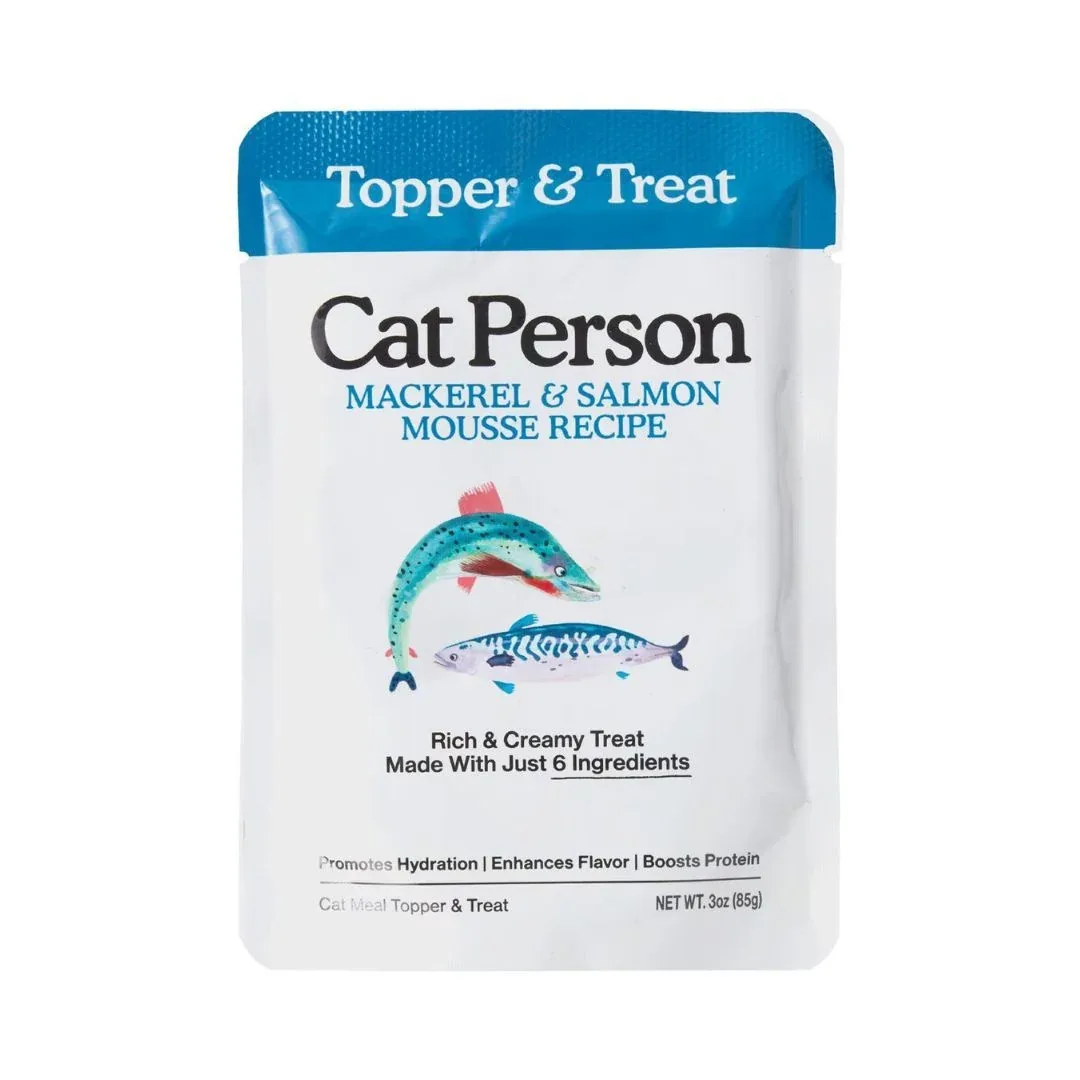 Cat Person Cat Mousse Grain-Free Wet Cat Food Topper - Mackerel and Salmon, 3 oz, 12 ct