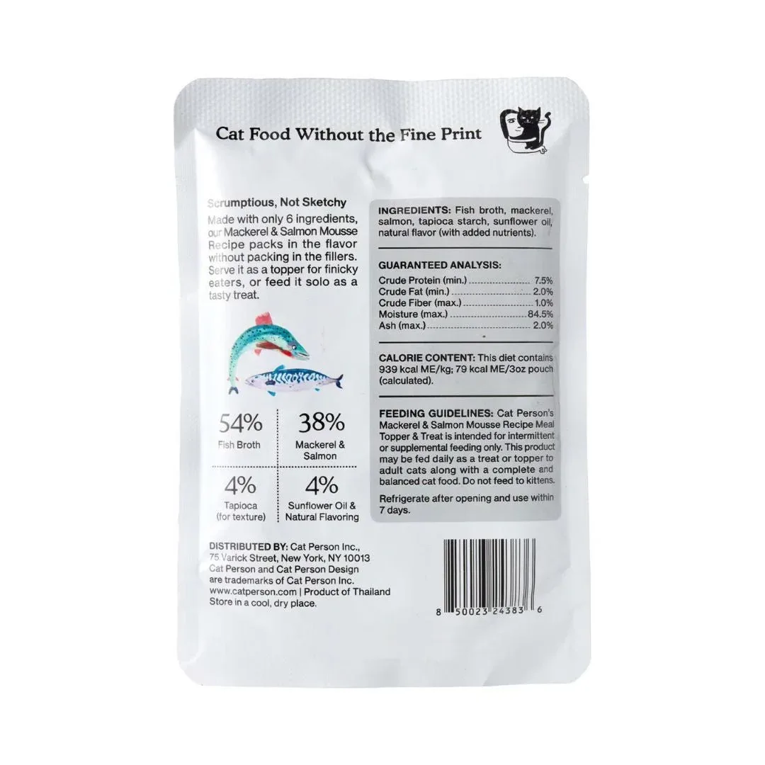 Cat Person Cat Mousse Grain-Free Wet Cat Food Topper - Mackerel and Salmon, 3 oz, 12 ct - Image 2