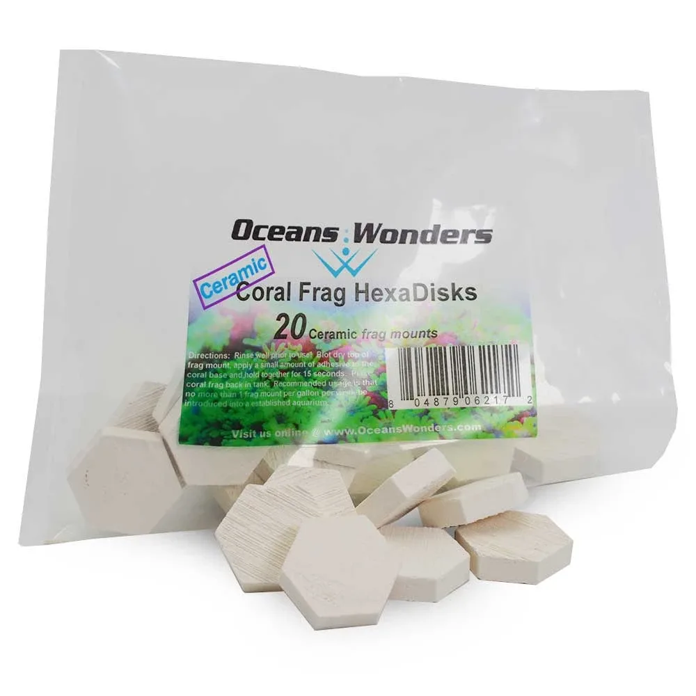 Ceramic Coral Frag HexaDisks 1.25" (20 pc) - Oceans Wonders