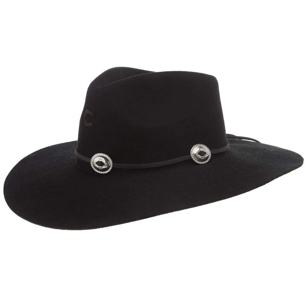 Charlie 1 Horse Traveler Black 3 3/4in Brim Concho Band Fashion Hat