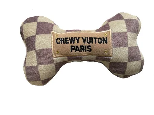 Checker Chewy Vuiton Bone Plush Toy - Image 2