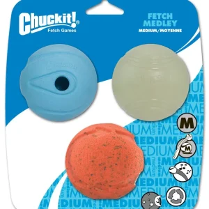 Chuckit! Fetch Medley Balls Dog Toy Assortment 1 Multi-Color 3pk MD