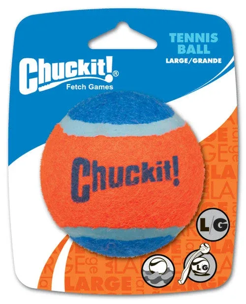 Chuckit! Tennis Ball Dog Toy Shrink Sleeve Blue/Orange LG 1pk - Image 2