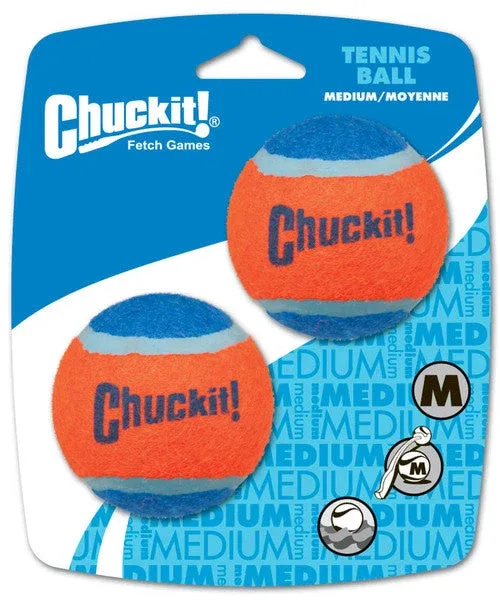 Chuckit! Tennis Ball Dog Toy Shrink Sleeve Blue/Orange MD 2pk - Image 2