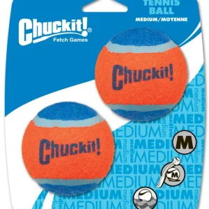 Chuckit! Tennis Ball Dog Toy Shrink Sleeve Blue/Orange MD 2pk