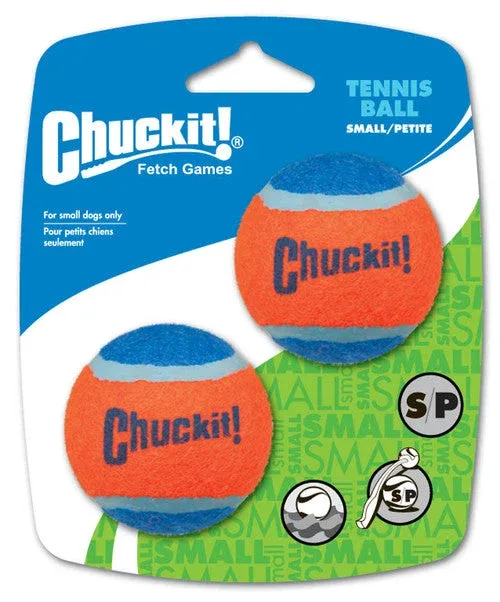 Chuckit! Tennis Ball Dog Toy Shrink Sleeve Blue/Orange SM 2pk - Image 2
