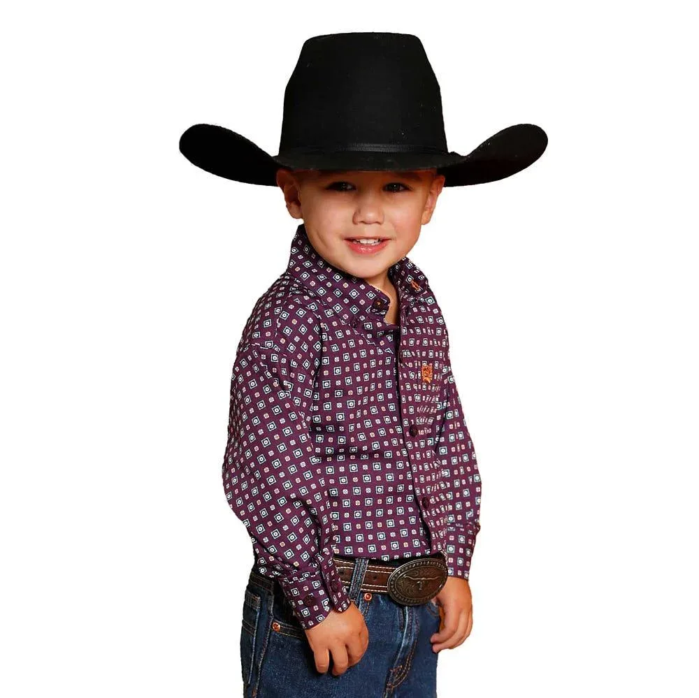 Cinch Baby Boy's Purple Square Print Shirt