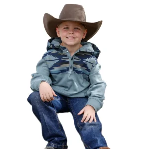 Cinch Boy's Blue Color Block Print Hoodie