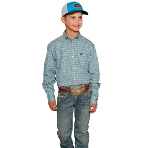 Cinch Boy's Blue Print Shirt