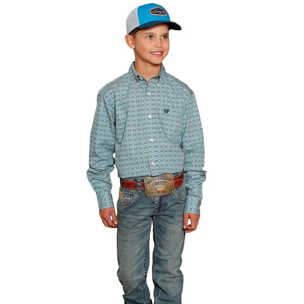 Cinch Boy's Blue Print Shirt