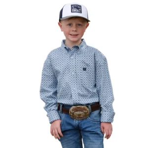 Cinch Boy's Light Blue Print Shirt
