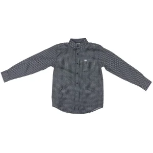Cinch Boy's Navy Dot Print Shirt
