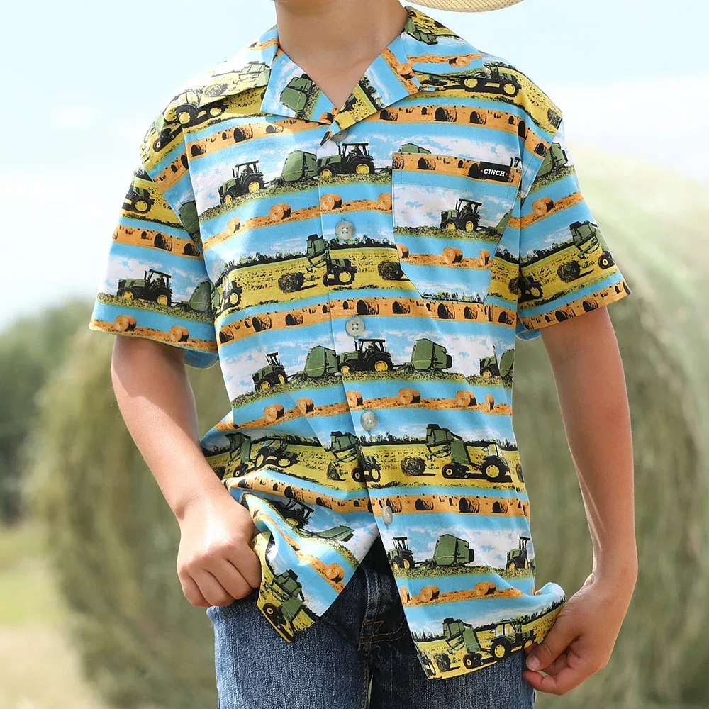 Cinch Boy's Tractor Hayin' Season Button Shirt - Image 2