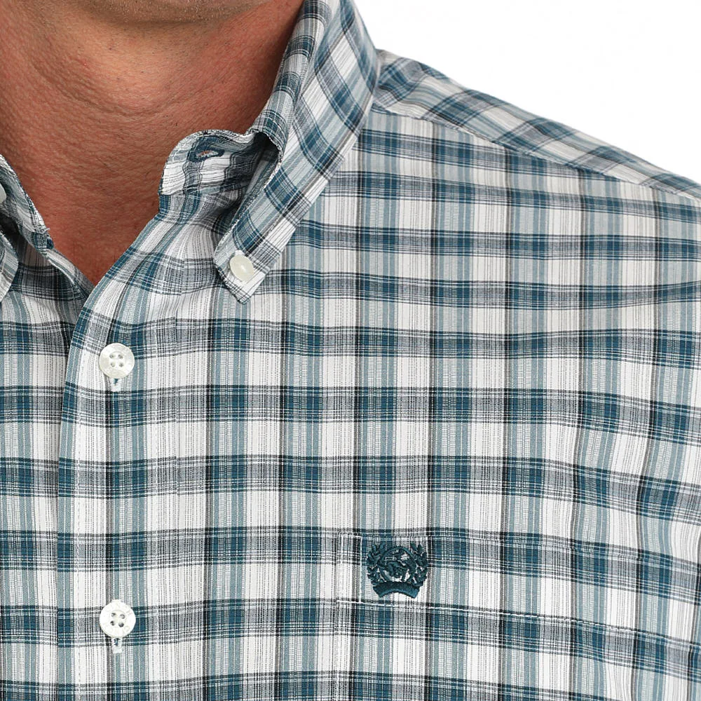 Cinch Mens Cream Plaid Short Sleeve Button Down Shirt - Image 2