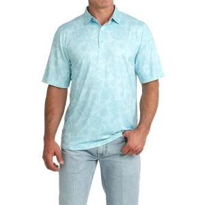 Cinch Men's Light Blue Floral Polo