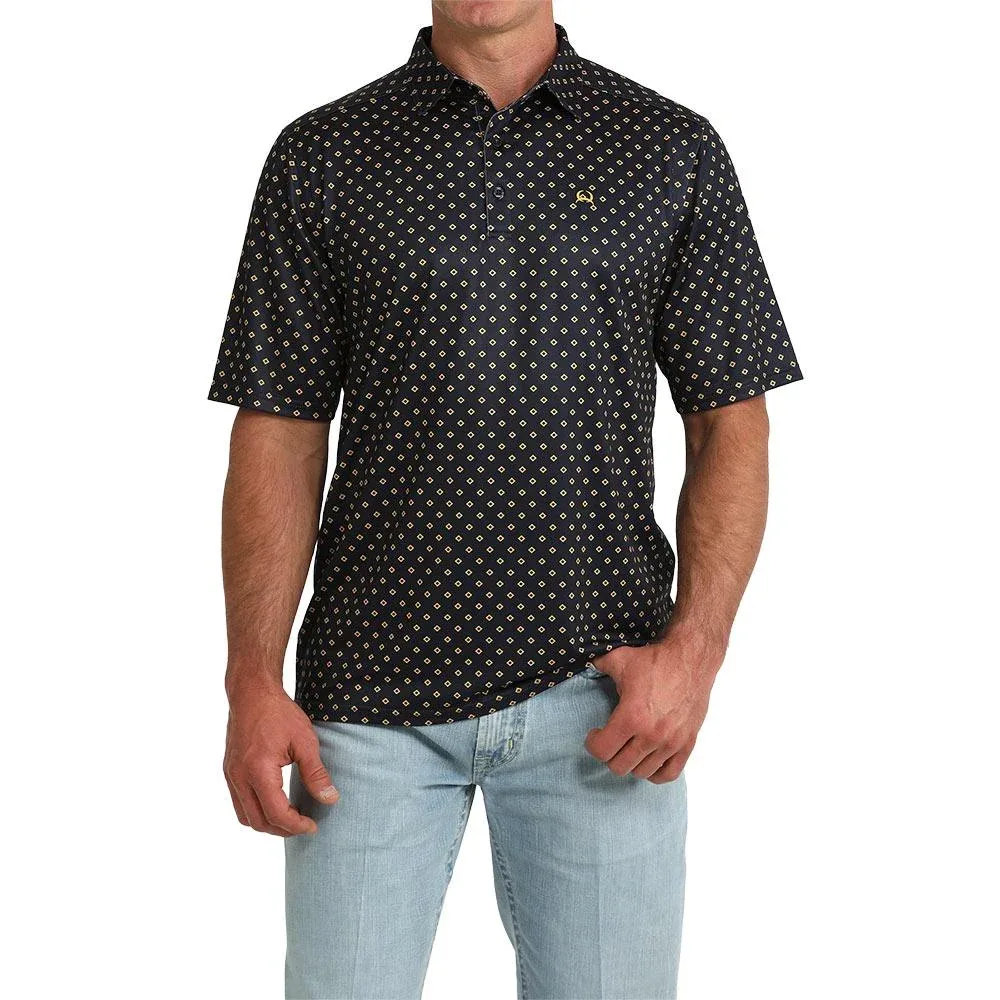 Cinch Men's Navy Diamond Print Polo
