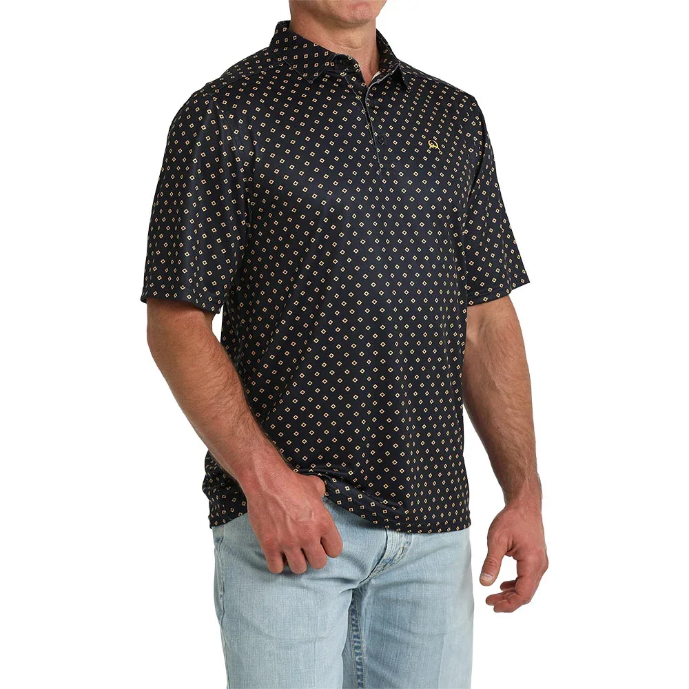 Cinch Men's Navy Diamond Print Polo - Image 2