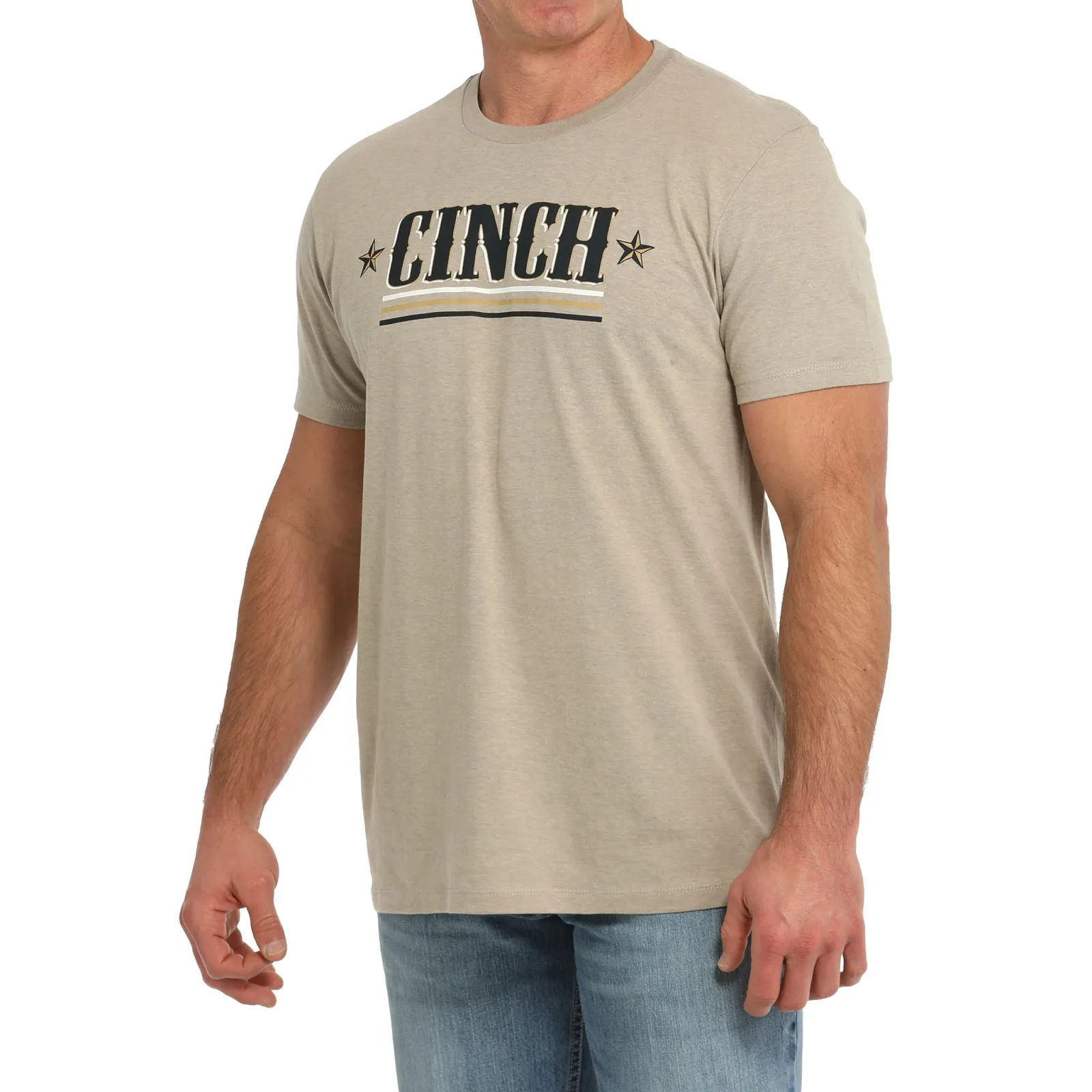 Cinch Men's Tan Crew Neck Tee - Image 2
