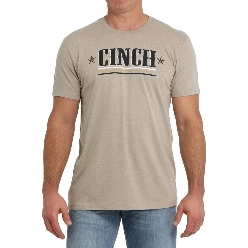 Cinch Men's Tan Crew Neck Tee