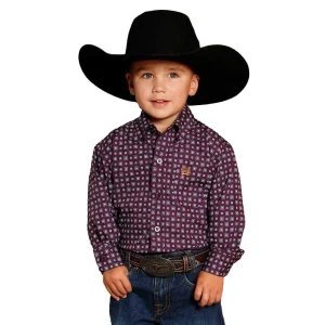 Cinch Toddler Boy's Purple Square Print Shirt