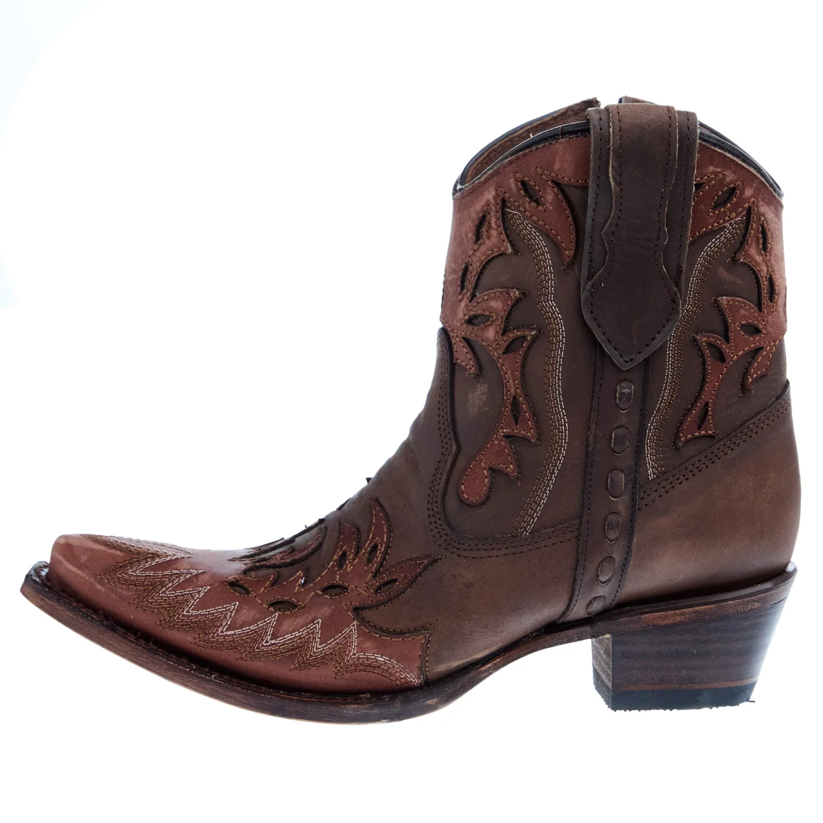 Circle G Boots Womens Cognac and Tobacco Embroidered Zipper Boot - Image 2