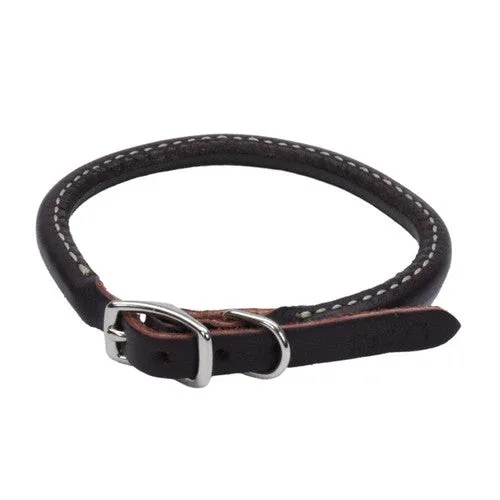 Circle T Latigo Leather Round Dog Collar Brown 3/8 in x 10 in - Image 2