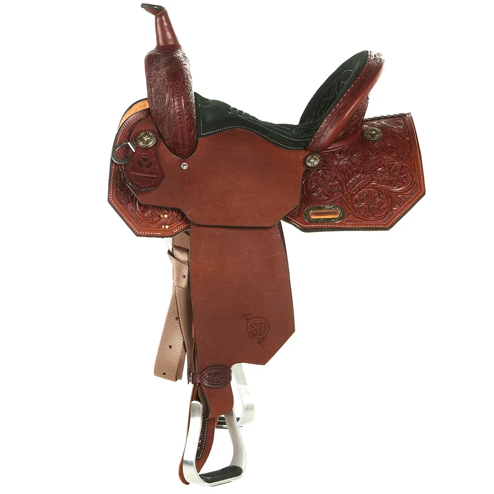 Circle Y Saddlery Cobra 14in Chestnut Barrel Saddle - Image 2
