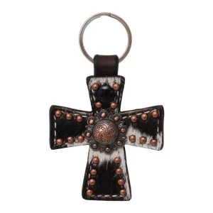 Circle Y Saddlery Cowhide Cross Keychain