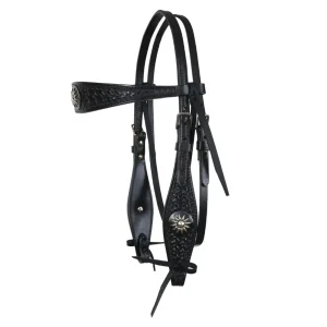 Circle Y Saddlery Dark Rider Shaped Spider Browband Headstall
