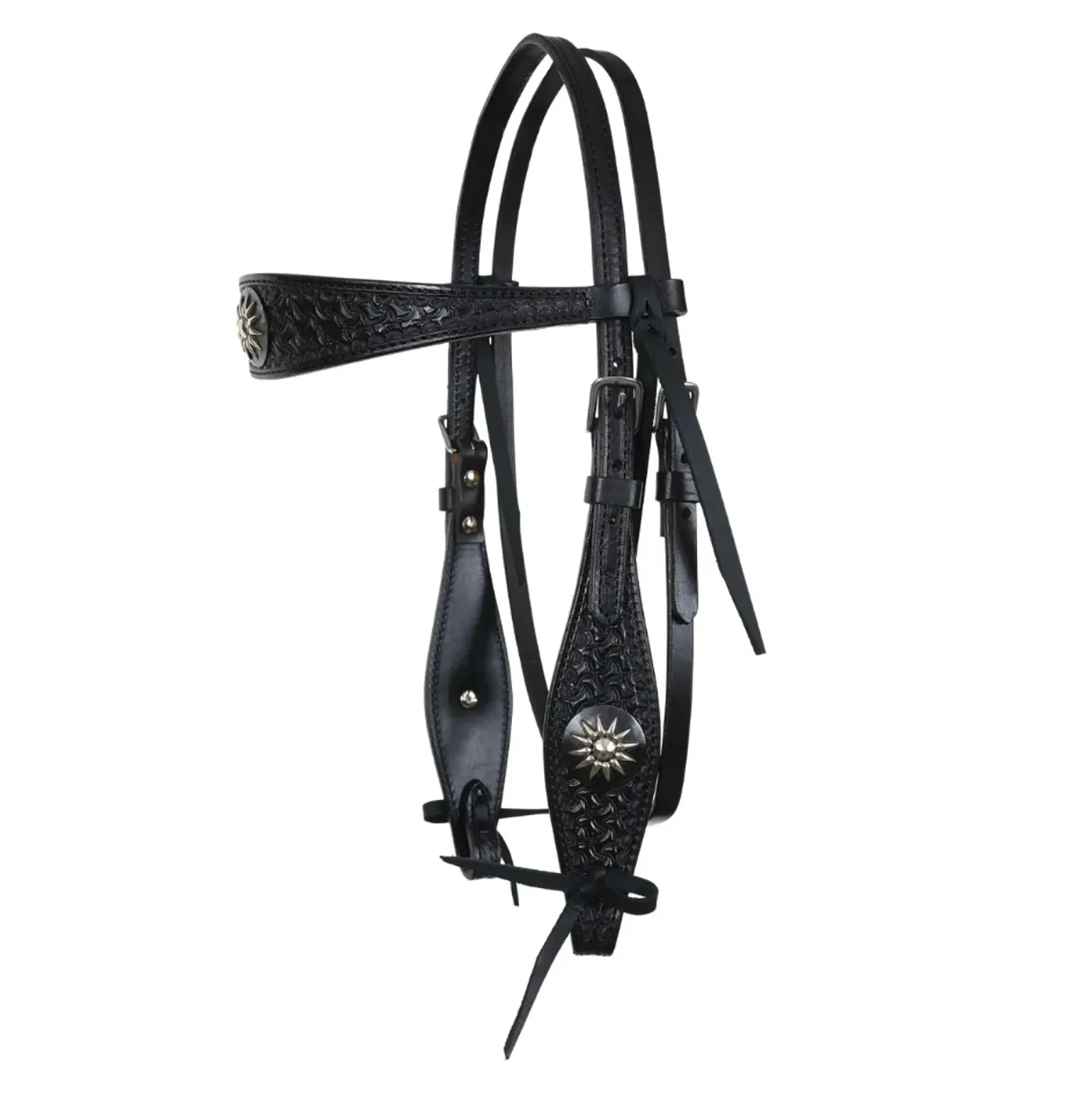 Circle Y Saddlery Dark Rider Shaped Spider Browband Headstall