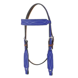 Circle Y Saddlery Marfa Lights Suede Royal Blue Browband Headstall