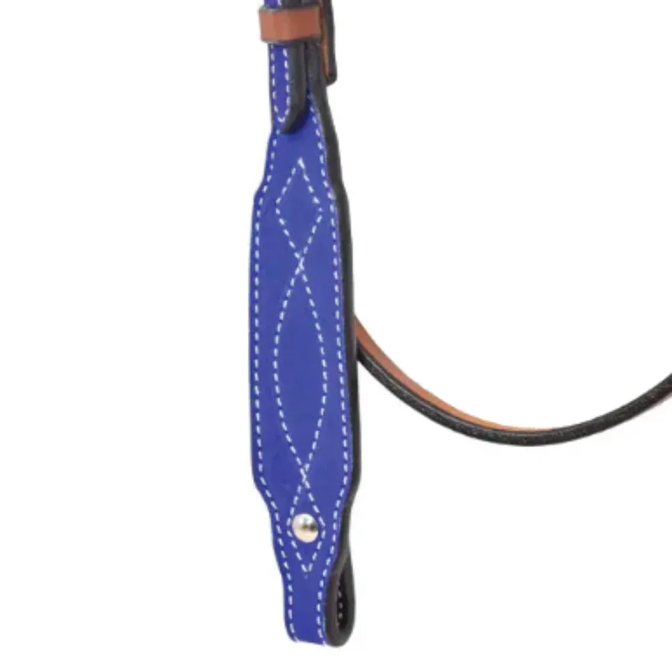 Circle Y Saddlery Marfa Lights Suede Royal Blue Browband Headstall - Image 2