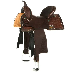 Circle Y Saddlery Montana 14in. White Buckstitch Wide Tree Barrel Saddle