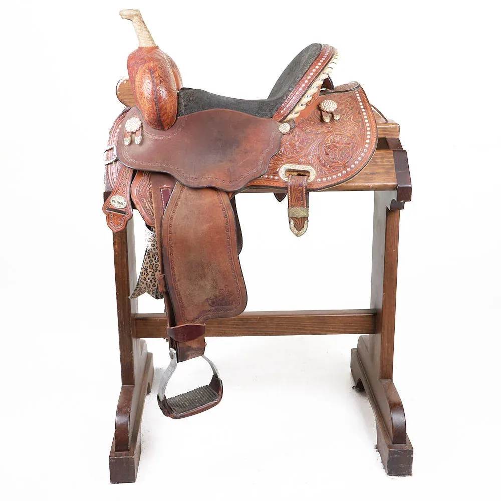 Circle Y Saddlery Used 14in 1/2 Breed Floral Barrel Saddle - Image 2