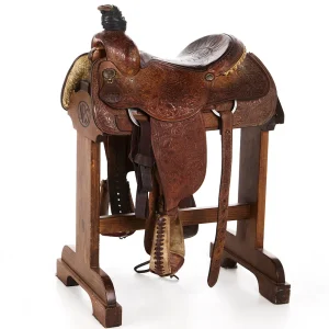 Circle Y Saddlery Used 15in Full Floral Team Roper with a Quilted Seat