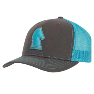 Classic Charcoal and Neon Blue 3D Logo Mesh Back Cap