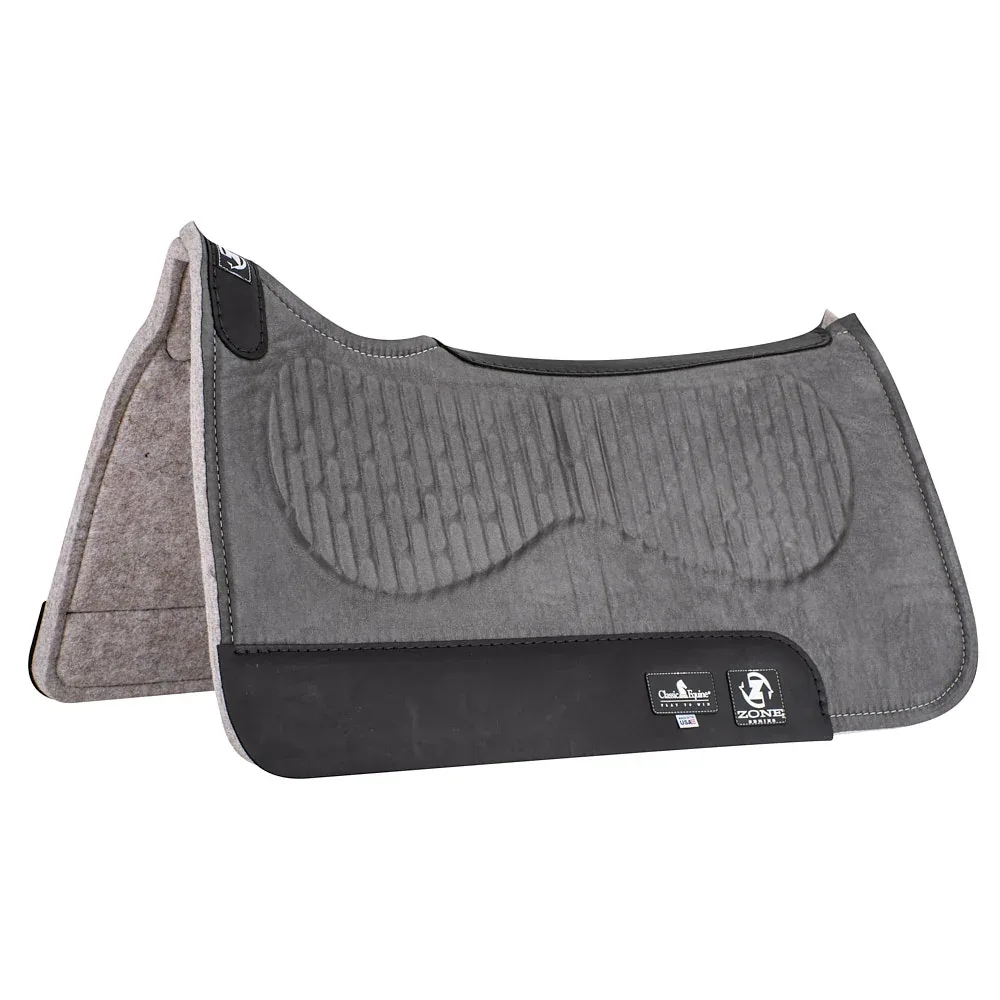 Classic Equine 28X30 Zone Series Grey Micro Suede Felt Bottom Saddle Pad