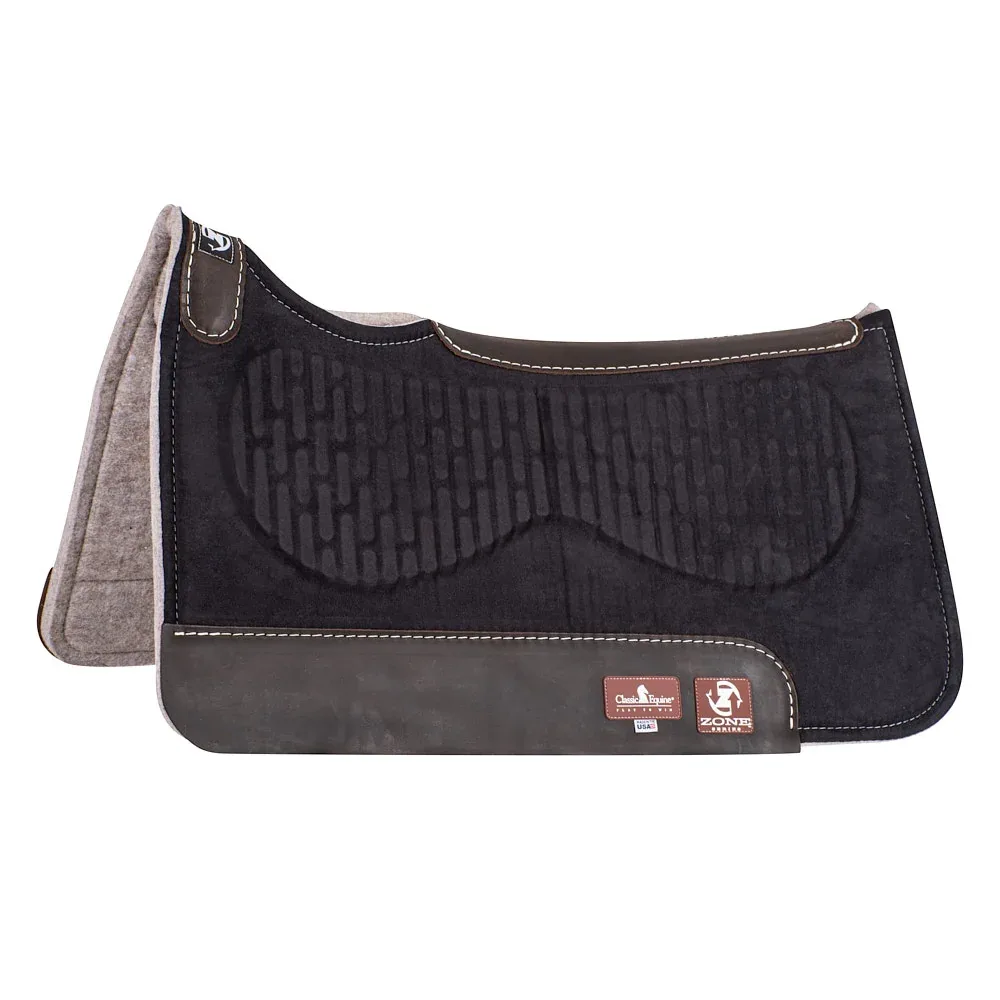 Classic Equine 30X30 Zone Series Black Micro Suede Felt Bottom Saddle Pad