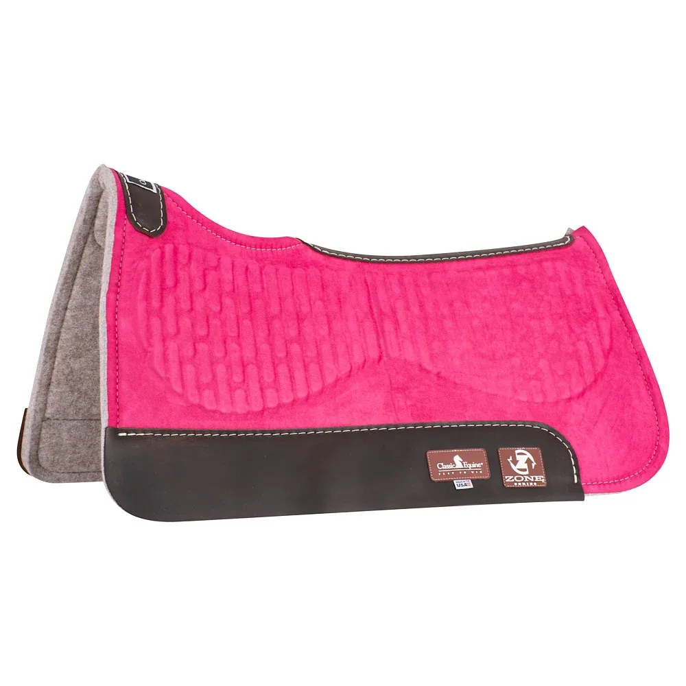 Classic Equine 30X30 Zone Series Pink Micro Suede Felt Bottom Saddle Pad