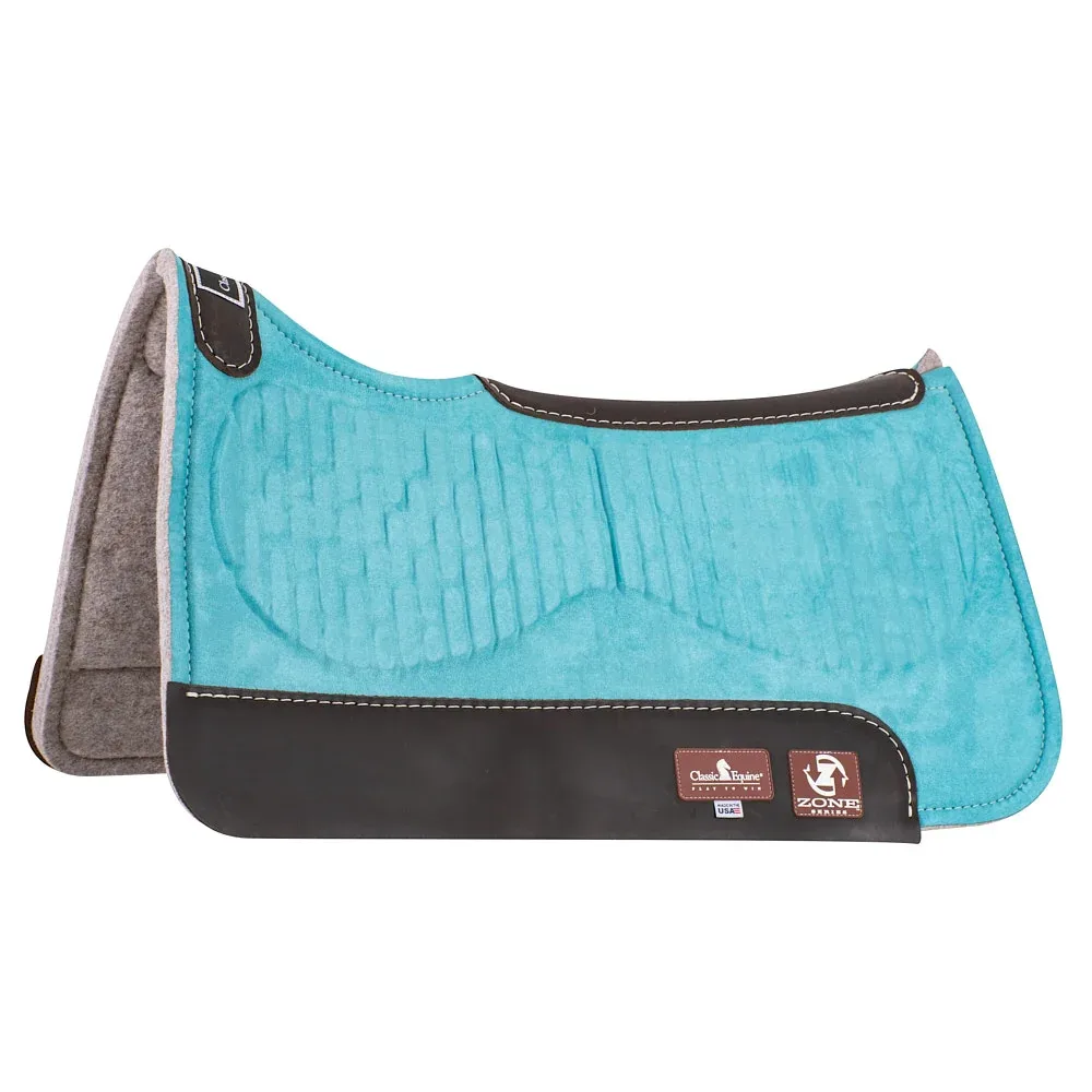 Classic Equine 31X32 Zone Series Turquoise Micro Suede Felt Bottom Saddle Pad