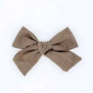 Classic Linen Hair Bow - Toffee