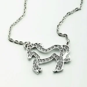 Clear Crystal Horse NecklaceBk/Wh