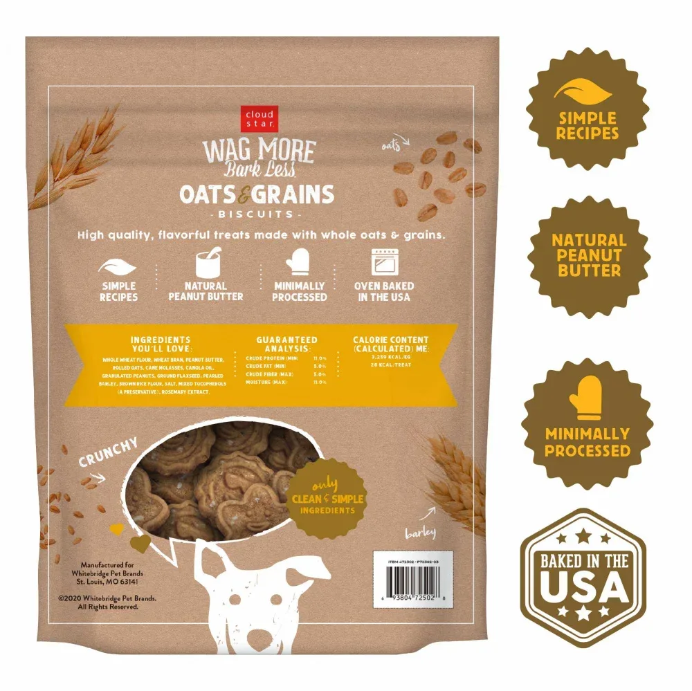 Cloud Star Wag More Bark Less Oven Baked Crunchy Peanut Butter Dog Treats - Image 2