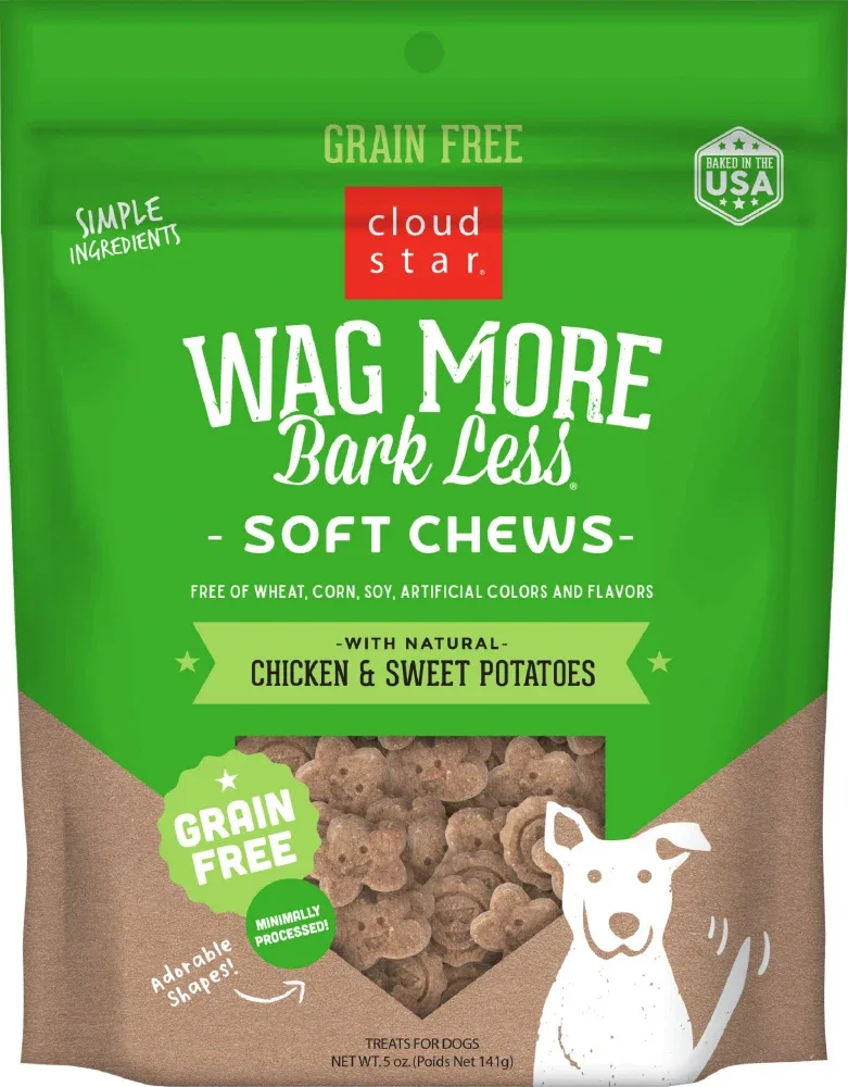 Cloud Star Wag More Bark Less Soft and Chewy Grain Free Chicken and Sweet Potatoes Dog Treats