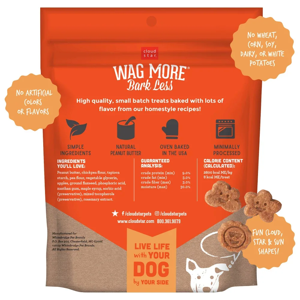Cloud Star Wag More Bark Less Soft and Chewy Grain Free Peanut Butter and Apples Dog Treats - Image 2