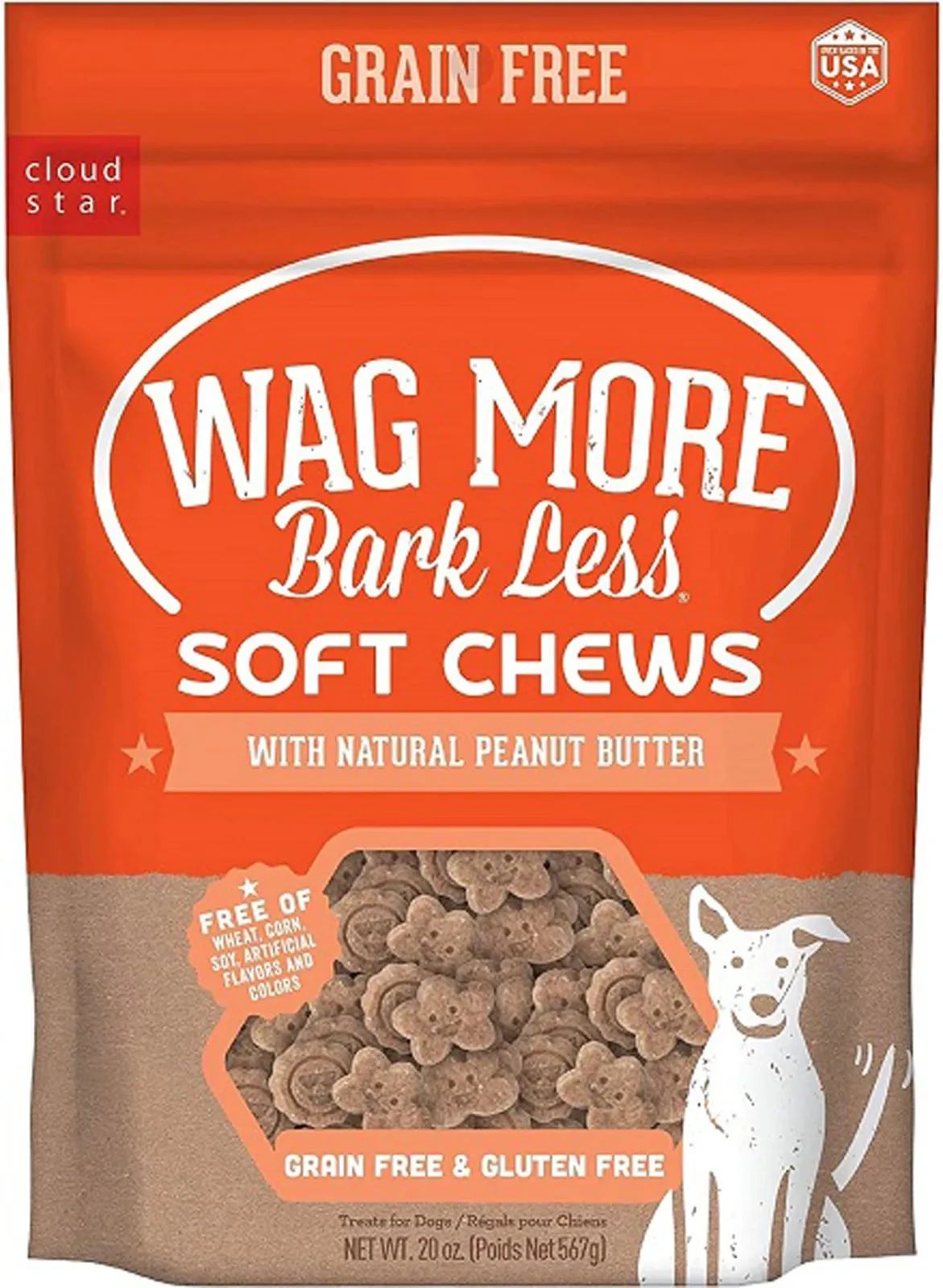 Cloud Star Wagmore Dog Grain-Free Soft and Chewy Peanut Butter 20 oz